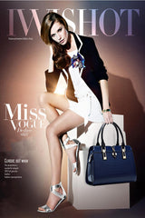 SYGA Leather Hand-Held Crocodile Pattern Women's Bag Single-Slant Handbag(BLUE)