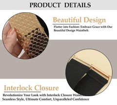 SYGA Decorative Belt For Women, Metal Elastic Waistband, Fashionable Fish Scale Pattern Elastic Wide Belt, Versatile For Dresses And Dresses(Gold)