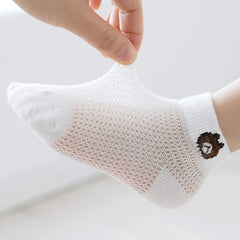 MOMISY 5 Pairs Baby Girl Boys Tube Socks Toddlers Infant Solid Color Boat Spring and Autumn Socks Stretch Baby Socks (Thin Bear, 1 year to 3 year)