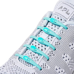 MOMISY Elastic Shoelaces Stretchy Silicone Elastic Special No Tie Shoe Laces for Children and Adults Lazy Tieless Suitable for All Shoes-Light Blue, 14Pcs