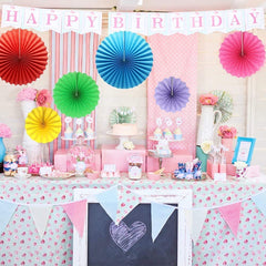 SYGA 6 Pieces of Paper Flower Fan Decoration Background Wall DIY Paper Fan Flower Ball Set Pure Color Paper Fan
