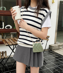 SYGA Sweet Lipstick Bag For Girls & Women Small Bag, Makeup Storage Bag With Rhombus Chain (White)