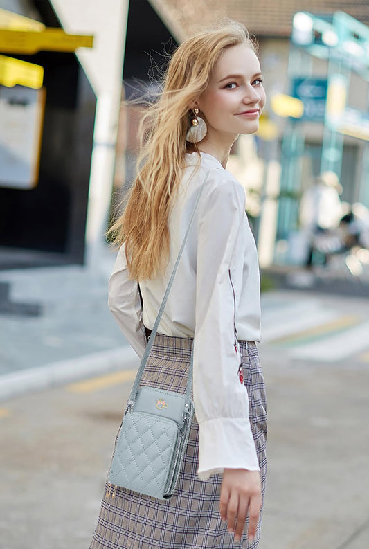 SYGA Lingge Mobile Phone Bag Fashionable Blue Versatile Mobile Phone Bag Ladies Shoulder Bag