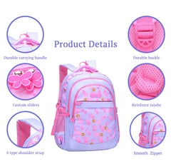 SYGA Girls Schoolbag, Lightweight and Cute Printed Design For Primary School Students (Purple)