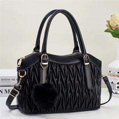 SYGA Women's Handbag New Solid Color Soft Leather Vegetable Bag Large Capacity Simple Foreign Style Mother Bag (Black)
