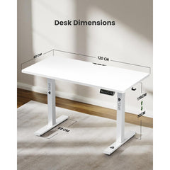 ARTIKEL Artidesk Lite Electric Height Adjustable Table for Office & Home | Sit Stand Gaming Desk|80Kg Wt Lift | Cup Holder Headphone Hook & Cable Management|120X60Cm | White