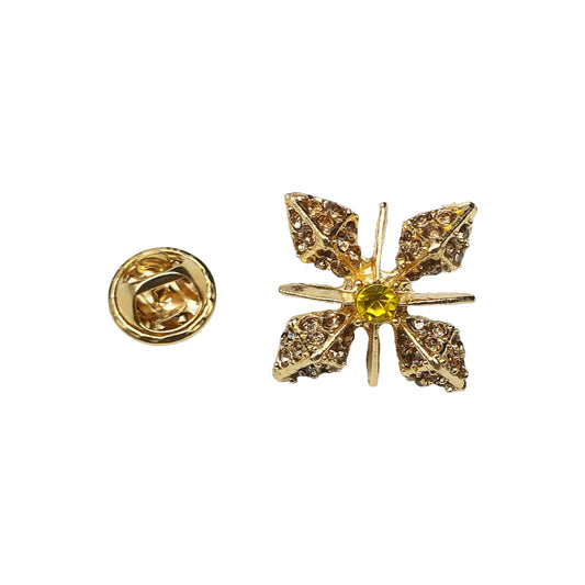 SYGA Men's Collar Pin, Cross Design, Gold Tone with Crystals, Gold