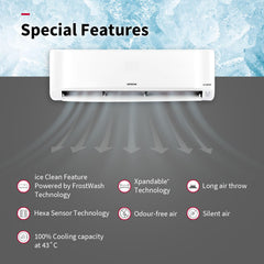 Hitachi 2 Ton Class 3 Star Xpandable+ Inverter Split AC (100% Copper, 4-Way Swing, ice Clean, Dust Filter, 3400SXL RAS.D322PCBIBS, White)