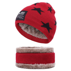 MOMISY Kids Winter Hat and Scarf Set, 2Pcs Warm Knit Beanie Cap and Scarf for 5-10 Years Old Boys and Girls (Wine Red S)