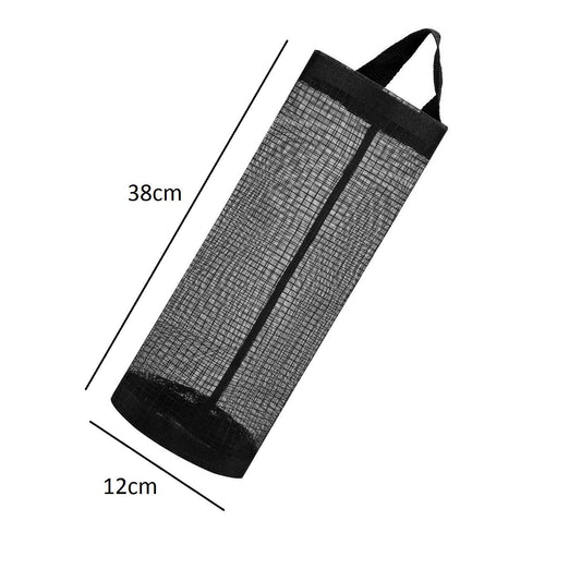 SYGA Plastic Bag Holder Dispensers Folding Mesh Garbage Trash Container Hanging Storage Bag(Black)