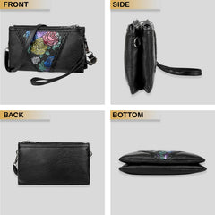 MOMISY Women Embroidery Crossbody Bag Small Shoulder Purse Soft Synthetic Leather Mobile cell phone bag For Ladies (Rose)