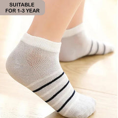 MOMISY 5 Pairs Baby Kids Girl Boys Tube Socks Toddlers Comfortable Ankel Length gifts (Striped Star Black, 1 to 3 year)