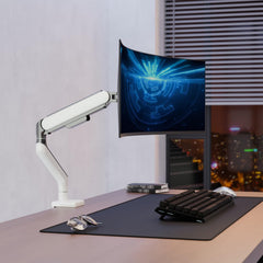 ETHU Heavy Duty Monitor Arm, Gas Spring Monitor Stand for 17-45 Inch Screens up to 17 kg, Adjustable Monitor Mount with C-Clamp & Grommet Base, Ergonomic Computer Monitor Mount (Single White)