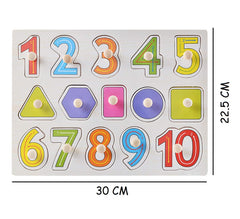 SYGA Educational Wooden Shapes and Digits Block Puzzle Shape & Digits Learning Toy
