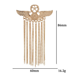 SYGA Men's & Women Suit Shirt Stud Lapel Pin Chain Tassel Brooch Pin with Crystal Chain(Coat of arms tassel gold)