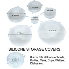 SYGA Air-Tight Silicone Stretch Lids, Reusable Silicone Lid Bowl Covers for food with Improved Grip Sealer with Platinum Food Grade Silicone, BPA free, 6 Pack of Various Sizes