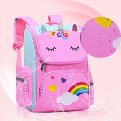 SYGA Kids, Lightweight Schoolbag, Breathable, waterproof, Cute Unicorn Design Backpack for Primary School Student (Pink)