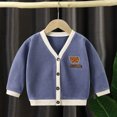 MOMISY Baby Boy & Girls Sweater Jacket Front Open Cardigan (3 to 4 Years, Blue Grey)