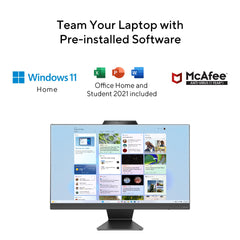 ASUS AiO M3402WFA Series, 23.8" (60.45 cm) FHD, AMD Ryzen™ 5 7520U, All-in-One Desktop (8GB/512GB SSD/Win11/Office 21/1Year McAfee Security/Wireless Keyboard & Mouse/Black/5.4 kg), M3402WFA-KBA015WS