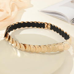 SYGA Metal Iron Belt For Women Retro Round Elastic Waistband With Skirt Suit Chain(Gold)