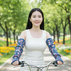 MOMISY UV Sun Protection Arm Sleeves with Thumb Hole Sun Protection Hand Cover for Running and Cycling for Women, Loose-Fit Cooling Cover, 1 Pair (Green)
