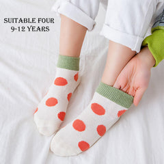 MOMISY Kids Cotton Socks Colorful Polka Dot & Striped Patterns, Soft Breathable Ankle Socks for Boys & Girls 5 Pair (Multicolor)