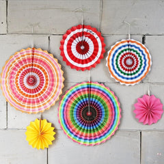 SYGA 6 Pieces of Paper Flower Fan Decoration Background Wall DIY Paper Fan Flower Ball Set