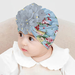 SYGA Baby Turban Hat, Toddler Beanie Cap Infant Hat 6 Month - 4 Year Cotton Floral Hat Headwear Cap Hat Accessories Unisex Hat, Peach Floral, 1 Piece