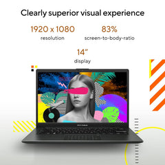 ASUS Vivobook Go 14, AMD Ryzen 5 7520U, 16GB RAM, 512GB SSD, FHD 14", Windows 11, Office Home 2024, M365 Basic (1Year)*, Black, 1.38kg, E1404FA-EB2542WS, AMD Radeon iGPU, 42WHrs, Thin & Light Laptop