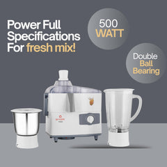 ARROZIC Aristeo Juicer Mixer Grinder, 500W, 1.5L and 1L Jars, Stainless Steel Blades