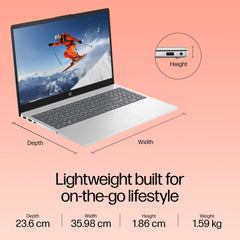 HP 15, 13th Gen Intel Core i5-1334U Laptop (12GB DDR4,512GB SSD) Anti-Glare,Micro-Edge,15.6''/39.6cm, FHD, Win11,M365,Office24, Silver,1.59kg, Iris Xe Graphics, FHD Camera w/Privacy Shutter, fd0575TU