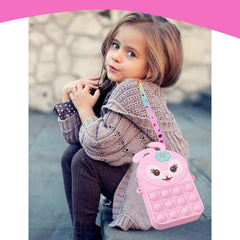 SYGA Children Pop It Fidget Bunny Design Silicone Bag Kids Push Popper Educational Decompression Bubble Shoulder Bag (Dark Pink)