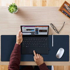 SYGA Desk Pad Protector Waterproof PU Desk Mat Blotters on Desktop Laptop Computer Gaming Keyboard Mouse Pad Non-Slip Desk Writing Mat Cover for Office & Home 90CM * 45CM Black & Black
