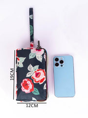SYGA Women's Clutch Canvas Art Three-Layer Long Wallet Women's Handbag Large Capacity Key Coin Purse Casual Mobile Phone Bag