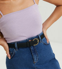 SYGA Women's Retro Snake-Shaped Pin Buckle Thin PU Belt All-Match Long Dress Accessory(Black)