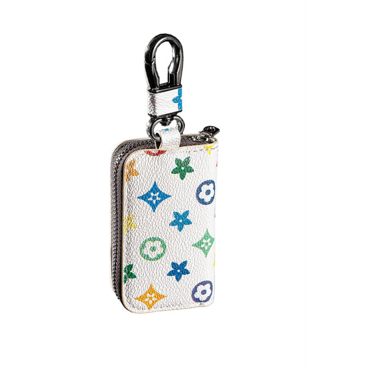 SYGA Leather Car Key Modern Bag Creative Style Car Zipper Fashion Protective Case For Men And Women(Star-White-Style-6)