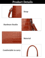 SYGA Women's Handbag Versatile Casual Crocodile Pattern Shoulder Bag(LIGHT BROWN)