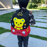 SYGA Children's School Bag Bear Cartoon Backpack Nylon Kids Sling Chest Multi-Purpose Baby Shoulder Bag for 2-4 Years Kids (Black)