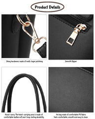 SYGA 2 Pieces Women's Crossbody Handbag Set Mini Satchels with Shoulder Strap PU Leather(Black)