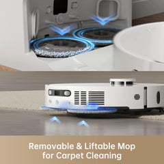 DREAME X40 Ultra Robotic Vacuum with Removable & Liftable Mop, 12,000Pa Suction, Side Brush Extensive Cleaning, 158°F Mop & Washboard Self Cleaning, Auto-Empty, Auto Refill, liftable Brushes