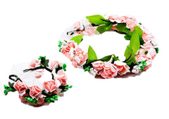 SYGA Women Rose Flower Headband Tiara and Hand Band with Adjustable Ribbon
