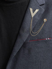 SYGA Men's & Women Suit Shirt Stud Lapel Pin Chain Tassel Brooch Pin with Crystal Chain(Big V gold)