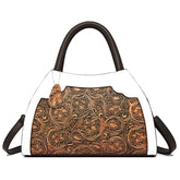 SYGA Women Vintage Embossed Tote Handbag – Elegant Pillow-Shaped Shoulder Bag with Zipper Closure