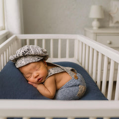 MOMISY Newborn Photography Props, Newspaper Style Cap and Knitted Suspender Outfit, 0-6 Months