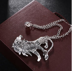 SYGA Men's & Women Suit Shirt Stud Lapel Pin Chain Tassel Brooch Pin with Crystal Chain(ancient silver lion)