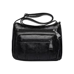SYGA PU Leather Crossbody Bag for Women, Multi-Pocket Handbag (Black)
