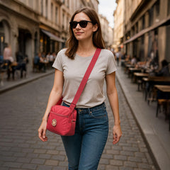 MOMISY Women Mobile Messenger Bag Ladies Nylon Shoulder Small Cross Body Long Strap Travelling, Work