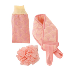 SYGA 3 PCS Set Of Sponge Bath Towel Pull Back Strap Flower Bath Gloves For Men And Women Cleaning And Soaking