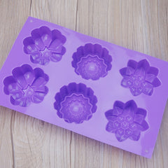 SYGA 6 Cavity Flower Shaped Silicone Green Mold for Bath Bomb Soap Chocolate Candy Cake Making