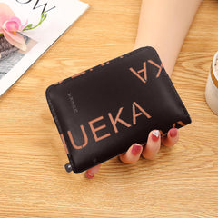 SYGA Women's Fashion Wallet, Double Zipper with Card Slots and Coin Pouch(Letters - Brown)